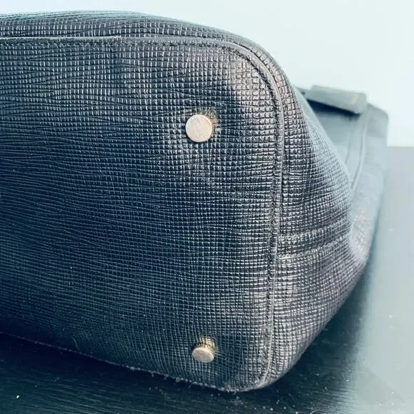 Cole Haan Black Cross Grain Leather Tote Purse - Picture 9 of 9